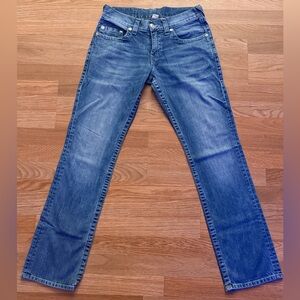 Vintage True Religion Jeans Mens Blue Straight Fit Without Flap Denim Size 30